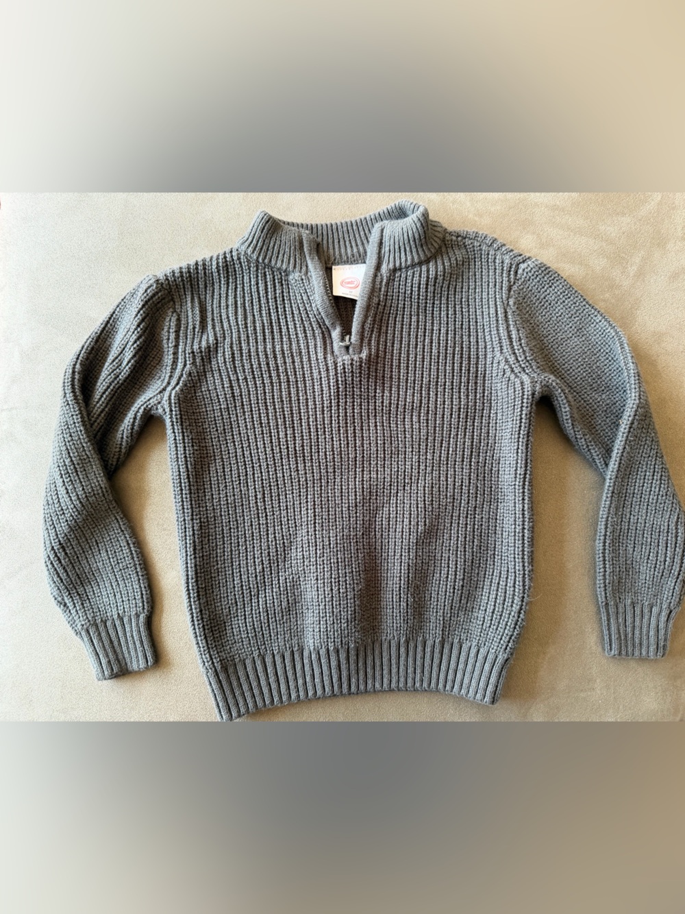 wonder nation Gray Ribbed Half-Zip Turtleneck Sweater